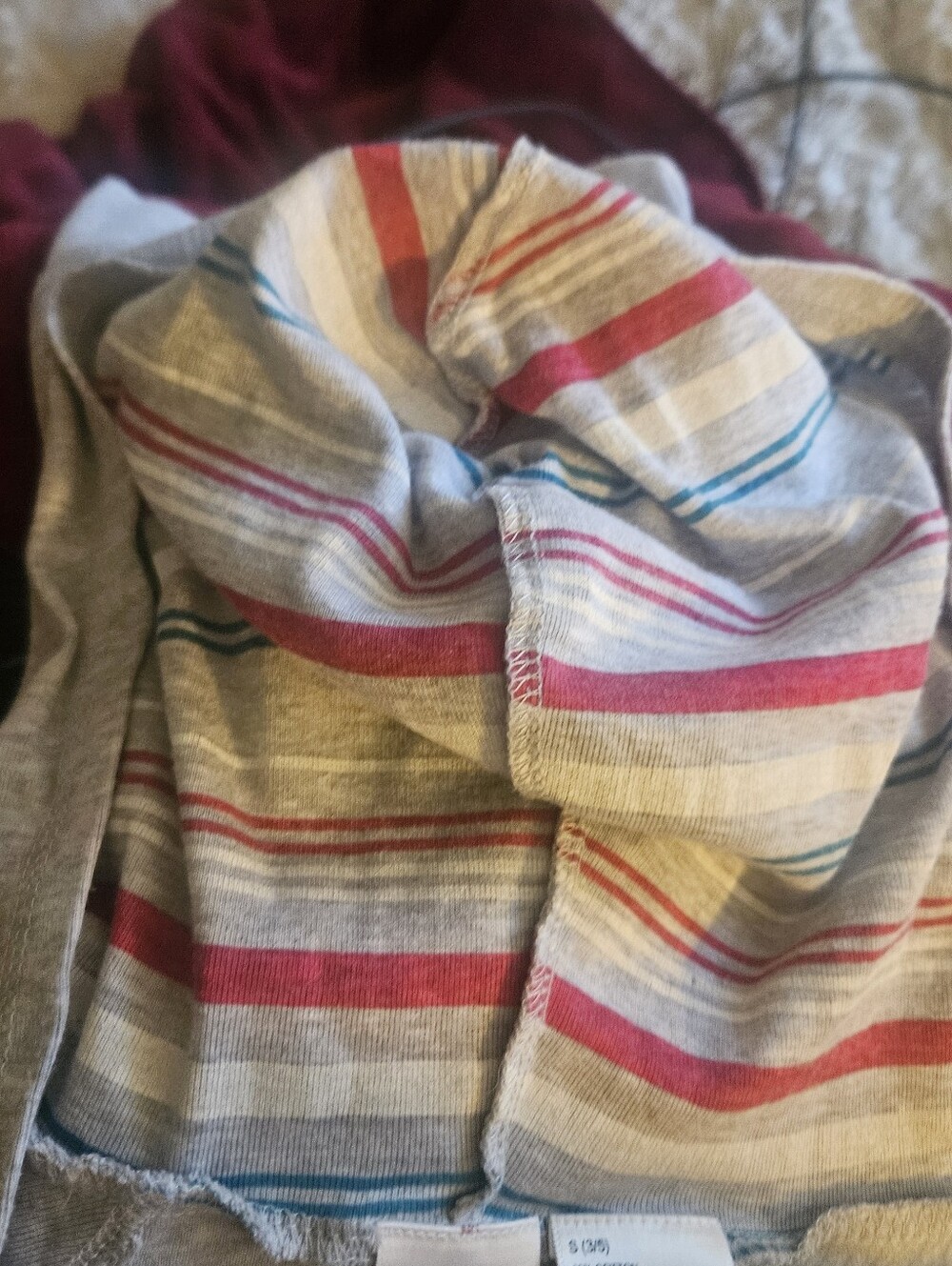 Kid's Light Gray Hooded Sweater with Striped Liner - Picture 3 of 3